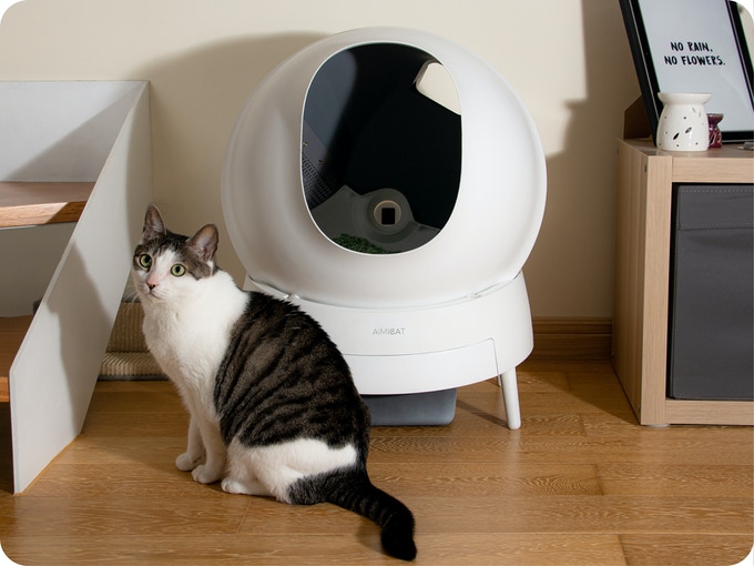 猫砂の取り換え頻度を4分の1にしてくれる、猫用の自動トイレ Aimicat